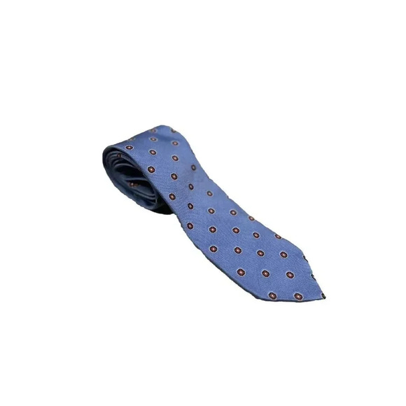 BROOKS BROTHERS Blue Grometric Tie 100% Silk Necktie Stain Resistant 60 X 4 - Picture 1 of 2